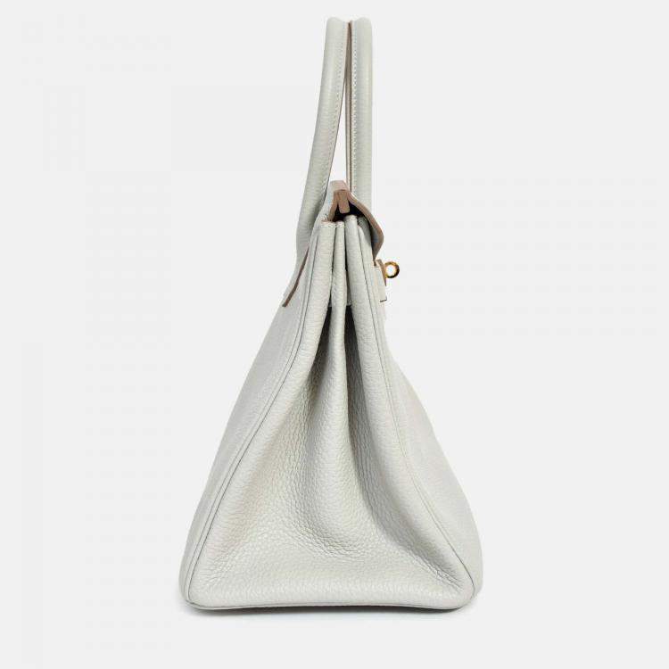 Pre Owned Hermes 2019 Gris Perle Clemence Leather Birkin 30