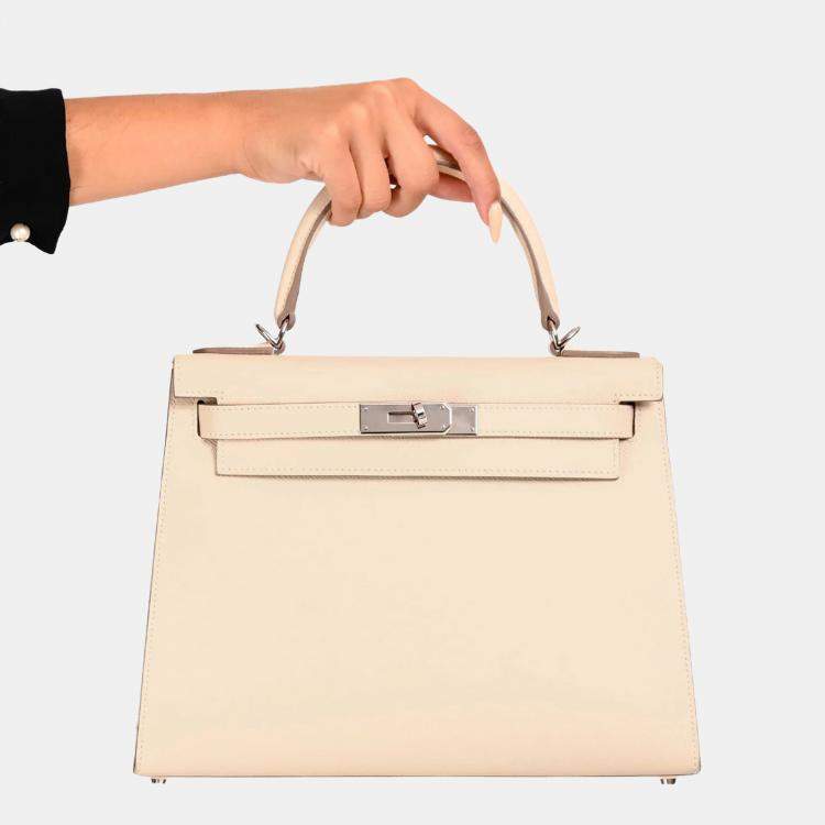 Pre Owned Hermes 2021 Chalk White Epsom Leather Kelly Sellier 28