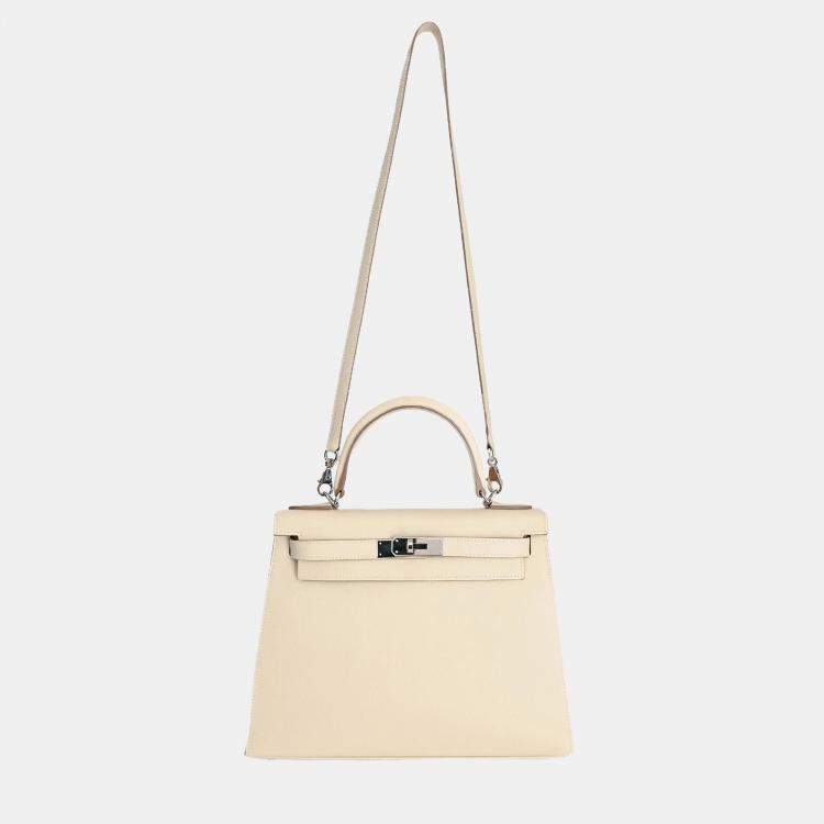 Pre Owned Hermes 2021 Chalk White Epsom Leather Kelly Sellier 28