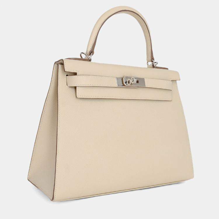 Pre Owned Hermes 2021 Chalk White Epsom Leather Kelly Sellier 28