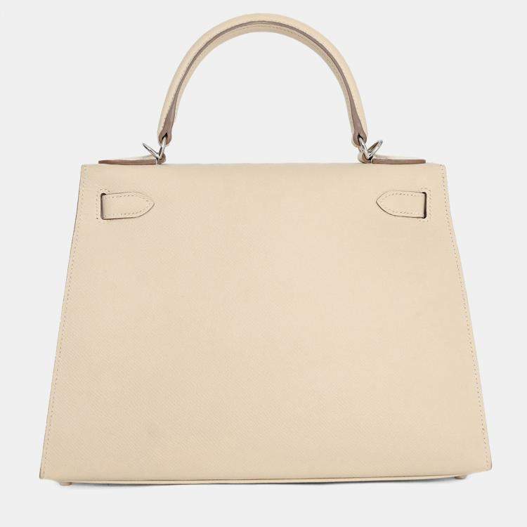 Pre Owned Hermes 2021 Chalk White Epsom Leather Kelly Sellier 28