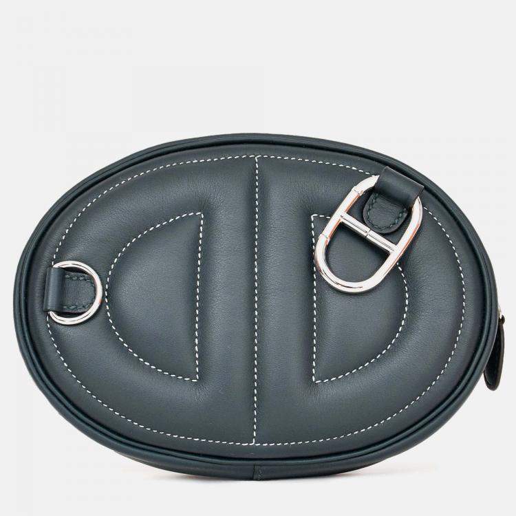 Pre Owned Hermes 2022 Teal Leather 'In The Loop' Belt Bag