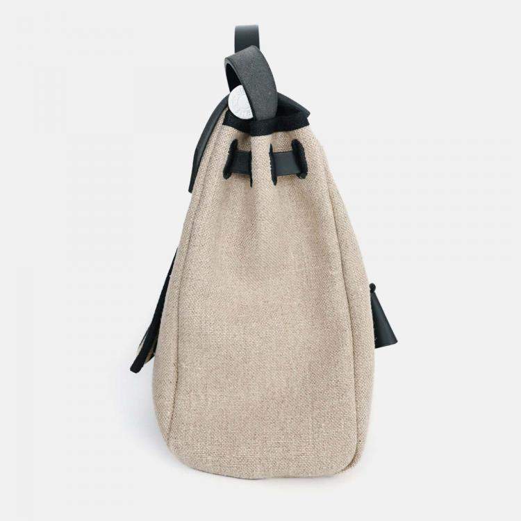 Pre Owned Hermes 2020 Cream/Black Toile H Vibration Herbag Zip 31 with Pouch