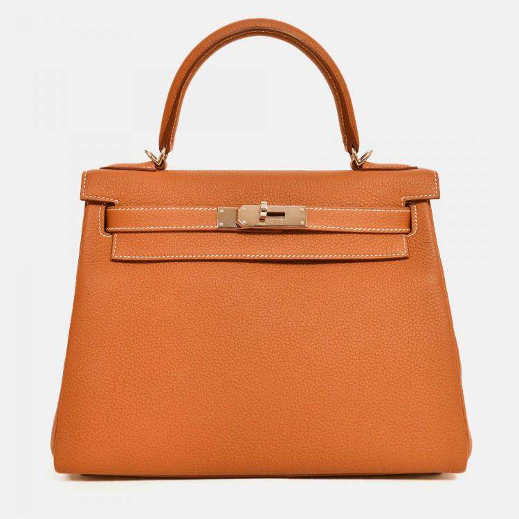 Pre Owned Hermes 2021 Gold Togo Leather Retourne Kelly 28 with Strap