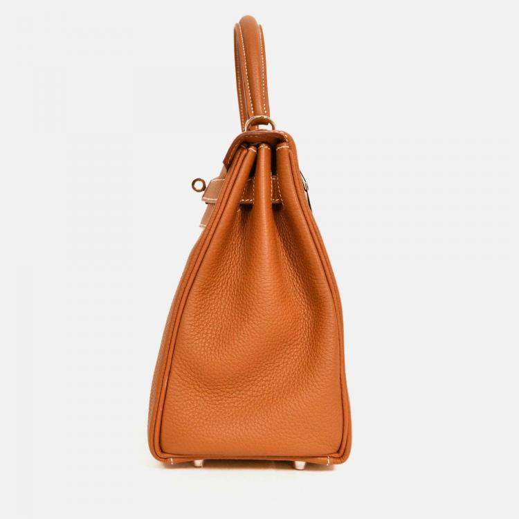 Pre Owned Hermes 2021 Gold Togo Leather Retourne Kelly 28 with Strap