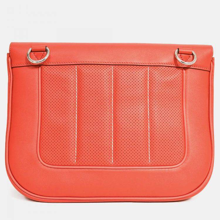 Pre Owned Hermes 2014 Red Perforated Swift Leather 'Berline' 28 Crossbody