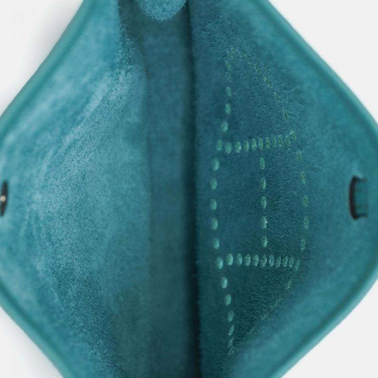Pre Owned Hermes 2019 Turquoise Clemence Evelyne I Tres Petite Modele 16