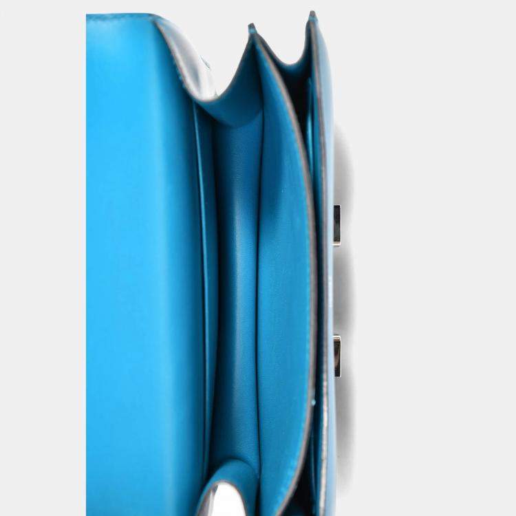 Pre Owned Hermes 2017 Bleu Izmir Tadelakt Leather Constance 18