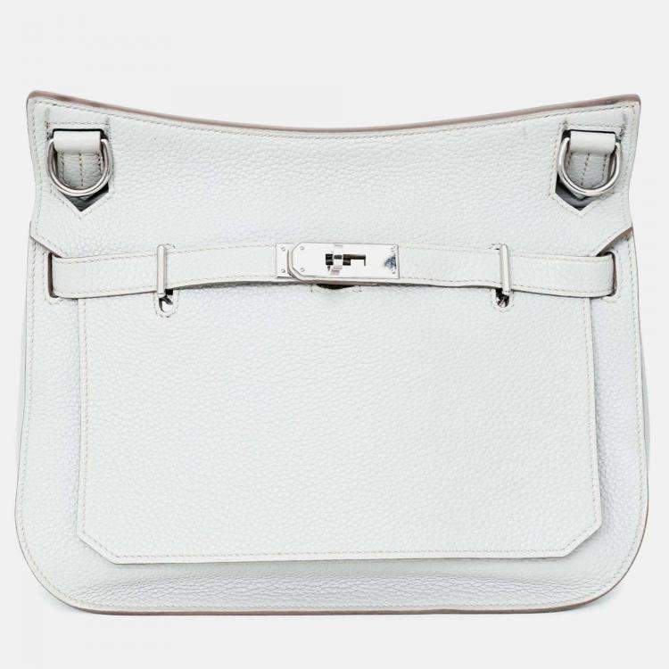 Pre Owned Hermes Light Grey Clemence Leather Jypsiere 28