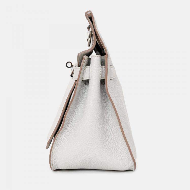 Pre Owned Hermes Light Grey Clemence Leather Jypsiere 28