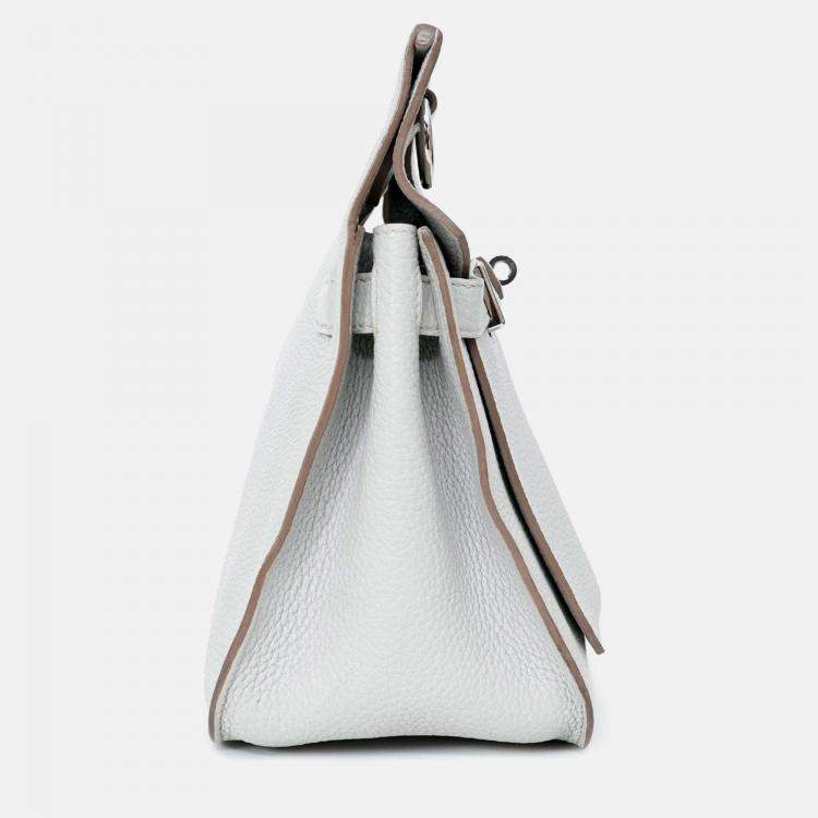 Pre Owned Hermes Light Grey Clemence Leather Jypsiere 28