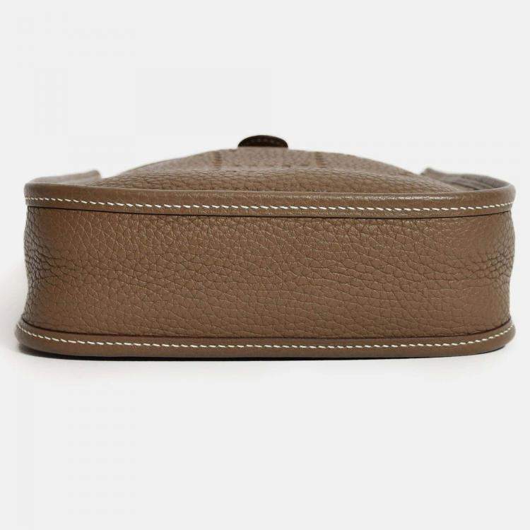 Pre Owned Hermes 2018 Taupe Clemence Leather Evelyne TPM