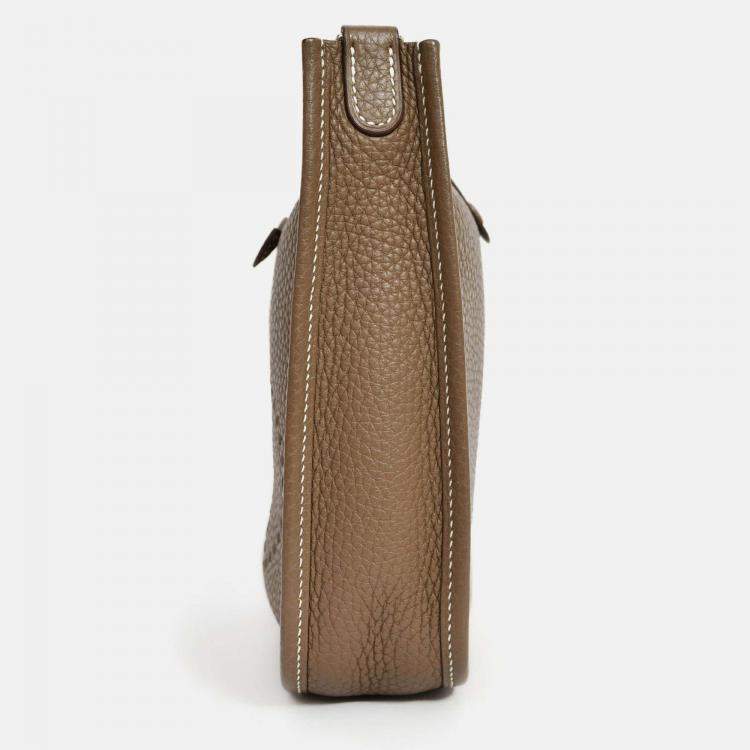 Pre Owned Hermes 2018 Taupe Clemence Leather Evelyne TPM