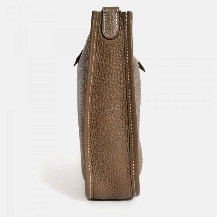 Pre Owned Hermes 2018 Taupe Clemence Leather Evelyne TPM