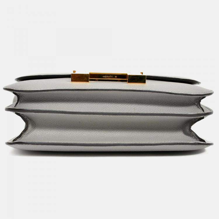 Pre Owned Hermes 2017 Gris Mouette Epsom Leather Mini Constance 18