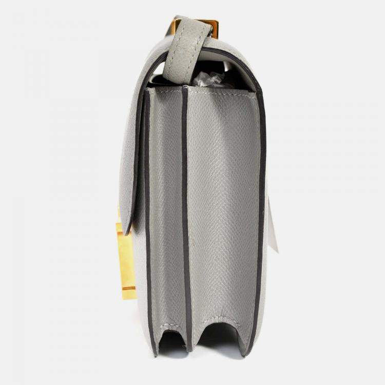 Pre Owned Hermes 2017 Gris Mouette Epsom Leather Mini Constance 18