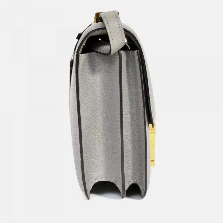 Pre Owned Hermes 2017 Gris Mouette Epsom Leather Mini Constance 18