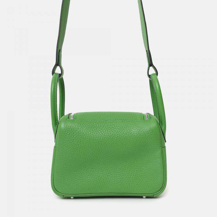 Pre Owned Hermes 2024 A9 Vert Yucca Clemence Mini Lindy 20