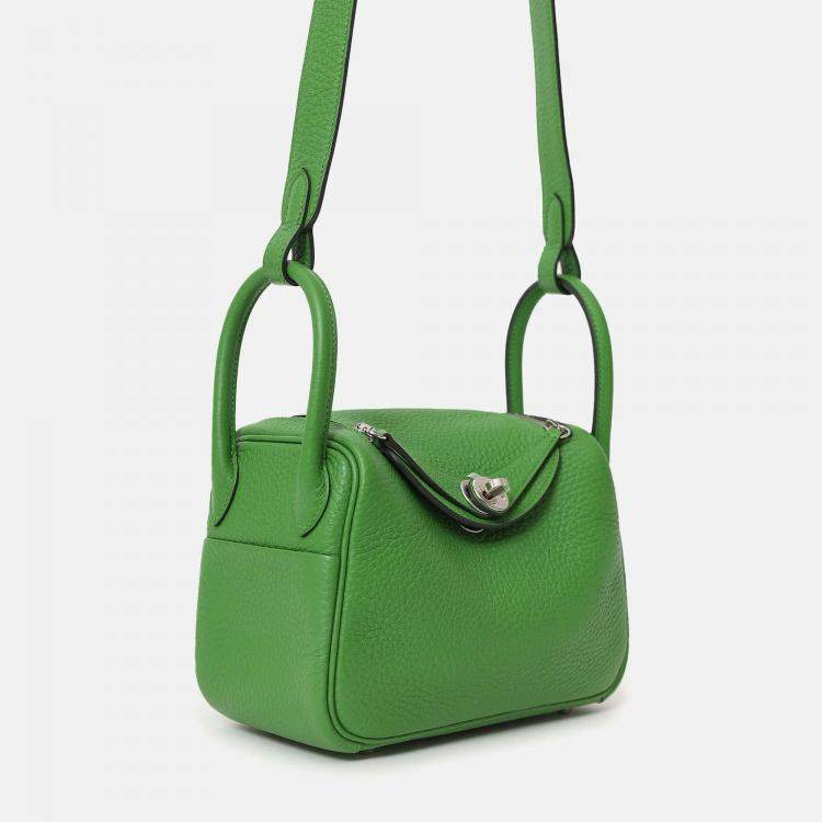 Pre Owned Hermes 2024 A9 Vert Yucca Clemence Mini Lindy 20