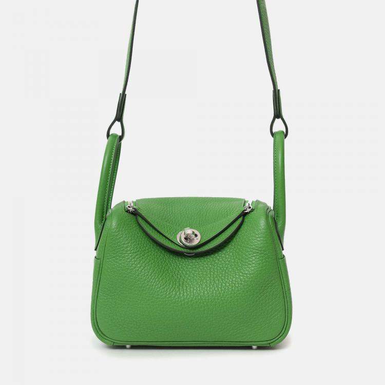 Pre Owned Hermes 2024 A9 Vert Yucca Clemence Mini Lindy 20