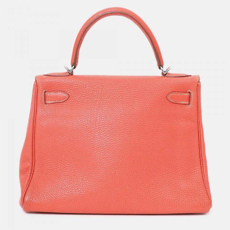 Pre Owned Hermes 2011 9M Salmon Togo Leather Kelly 28 Top Handle with Strap