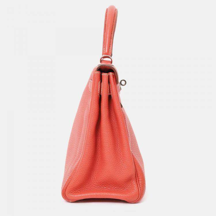Pre Owned Hermes 2011 9M Salmon Togo Leather Kelly 28 Top Handle with Strap
