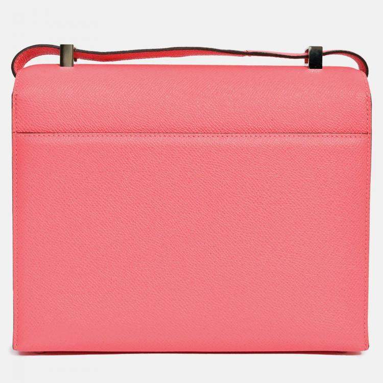 Pre Owned Hermes 2021 Rose Texas Epsom Verrou 23 Crossbody Bag