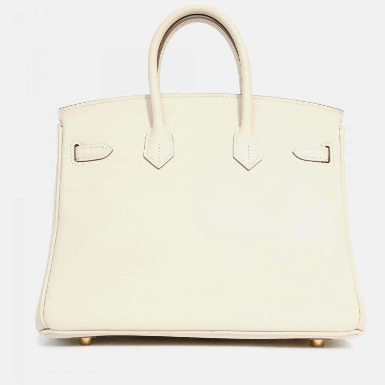 Pre Owned Hermes 2017 Craie Swift Leather Birkin 25