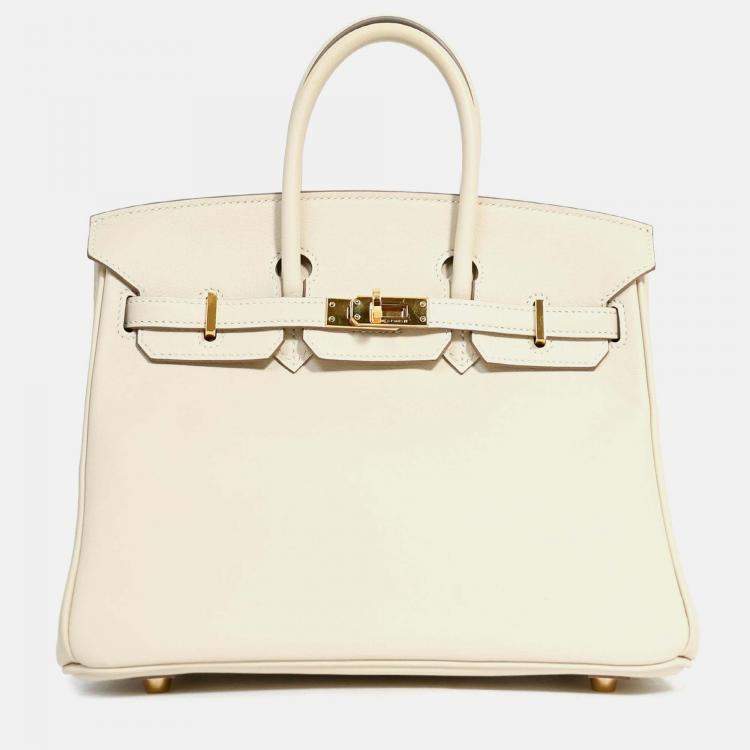 Pre Owned Hermes 2017 Craie Swift Leather Birkin 25