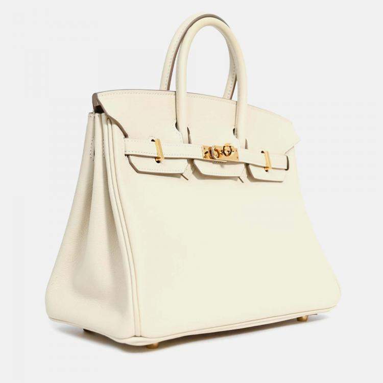 Pre Owned Hermes 2017 Craie Swift Leather Birkin 25