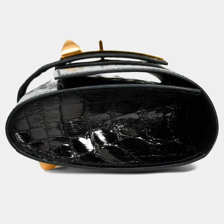Pre Owned Hermes 2016 Black Alligator 'Medor' 23 Clutch