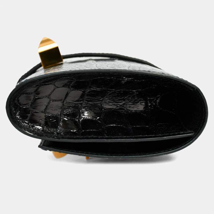 Pre Owned Hermes 2016 Black Alligator 'Medor' 23 Clutch