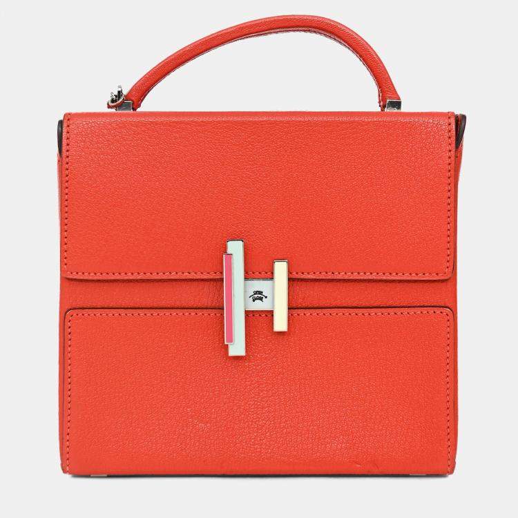 Pre Owned Hermes 2018 Red Mysore Leather Cinhetic Box Top Handle