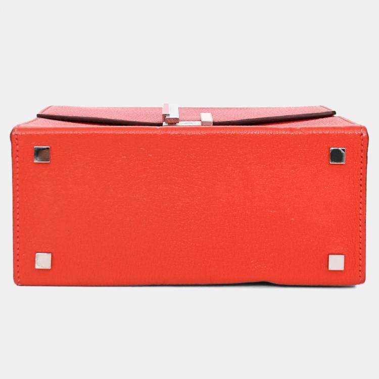 Pre Owned Hermes 2018 Red Mysore Leather Cinhetic Box Top Handle