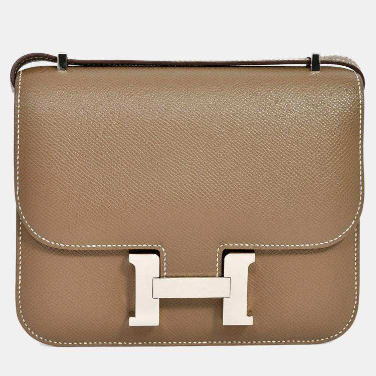 Pre Owned Hermes 2023 Etoupe Epsom Leather Mini Constance 18