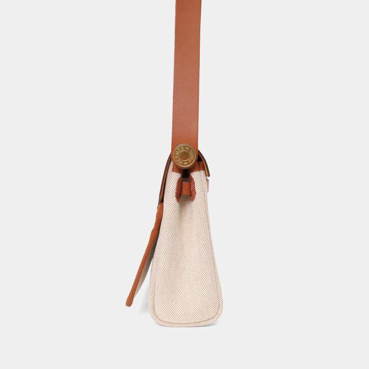 Pre Owned Hermes 2025 Ecru/Beige Toile H Canvas/Fauve Vache Hunter Mini Herbag 20