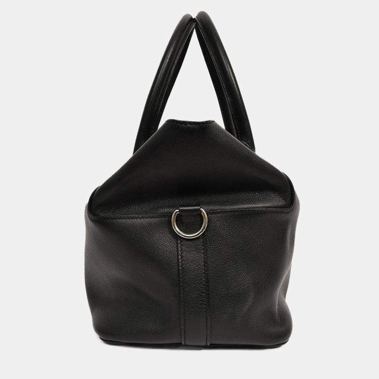 Pre Owned Hermes Black Leather Tool Box 26 Top Handle with Strap