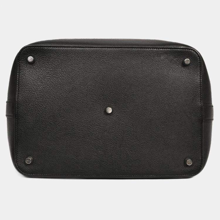 Pre Owned Hermes Black Leather Tool Box 26 Top Handle with Strap