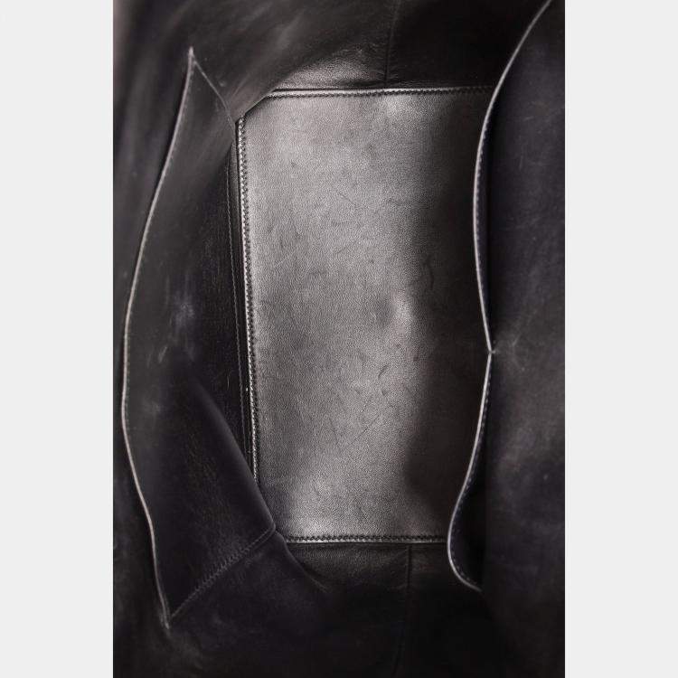 Pre Owned Hermes Black Leather Tool Box 26 Top Handle with Strap