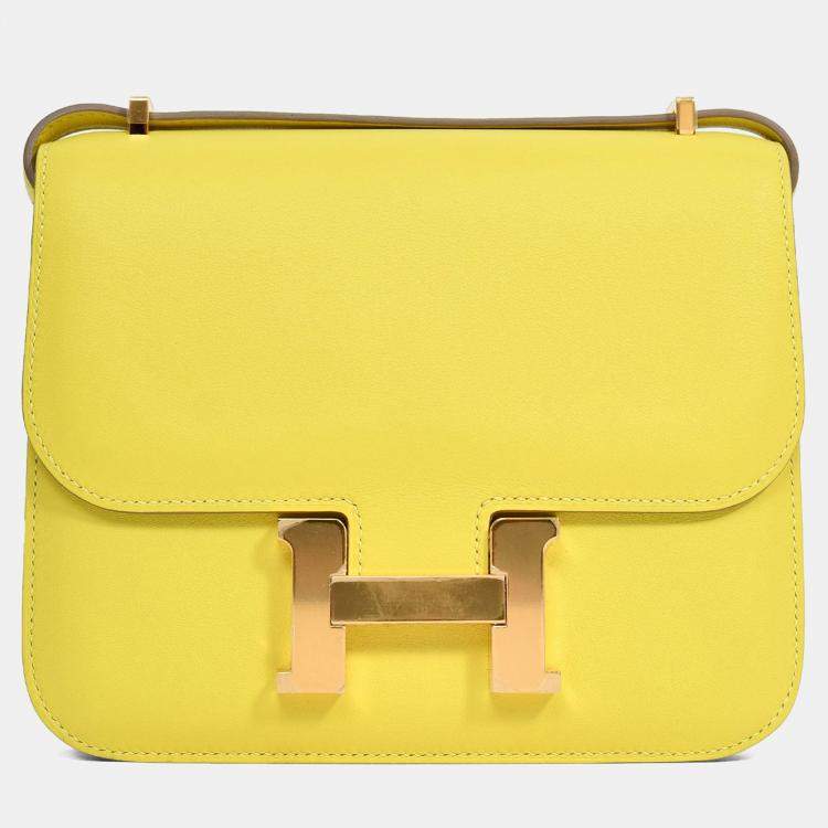 مملوكة مسبقًا Hermes 2019 Lime Swift Leather Mini Constance 18 GHW
