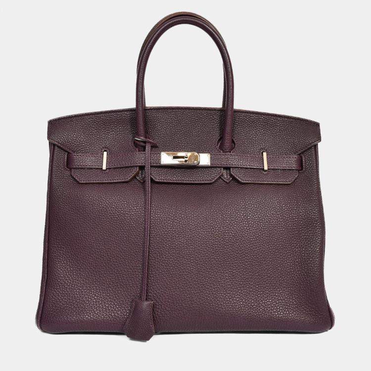 Pre Owned Hermes 2008 Raisin Clemence Leather Birkin 35