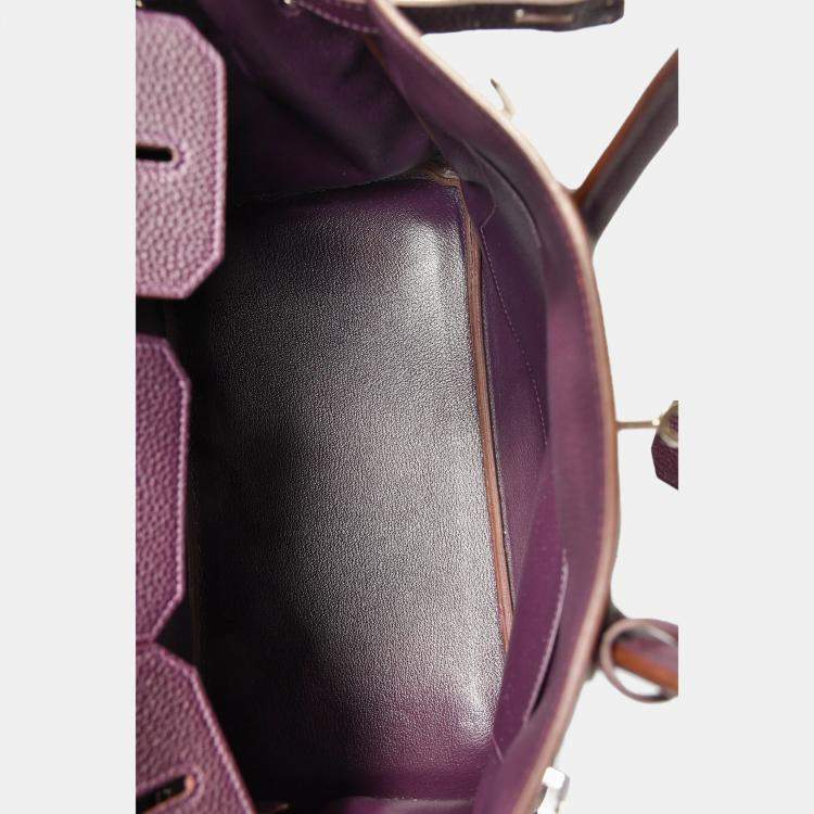 Pre Owned Hermes 2008 Raisin Clemence Leather Birkin 35