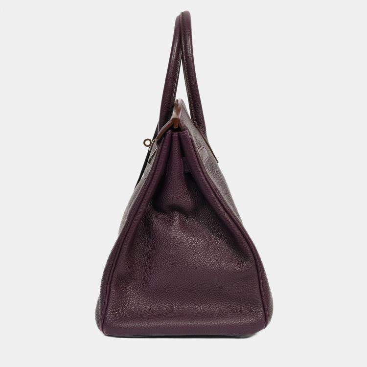 Pre Owned Hermes 2008 Raisin Clemence Leather Birkin 35
