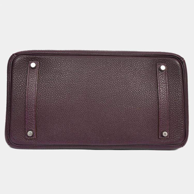 Pre Owned Hermes 2008 Raisin Clemence Leather Birkin 35