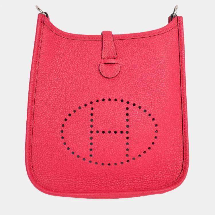 Pre Owned Hermes 2021 Pink Leather Evelyn TPM Crossbody PHW