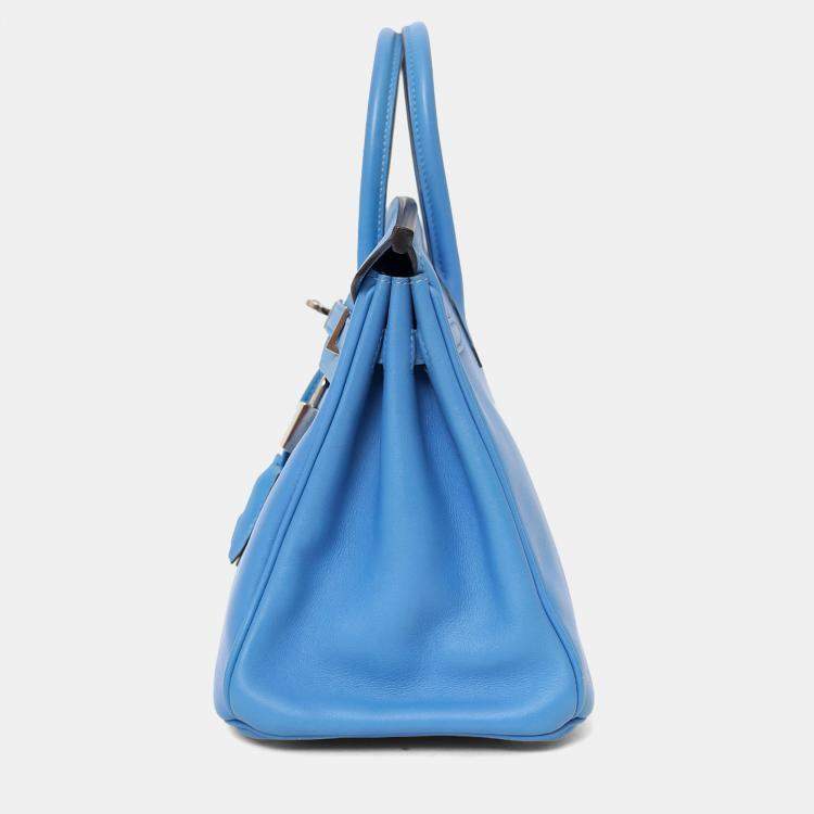 مملوكة مسبقًا Hermes 2015 Blue Swift Leather Birkin 25