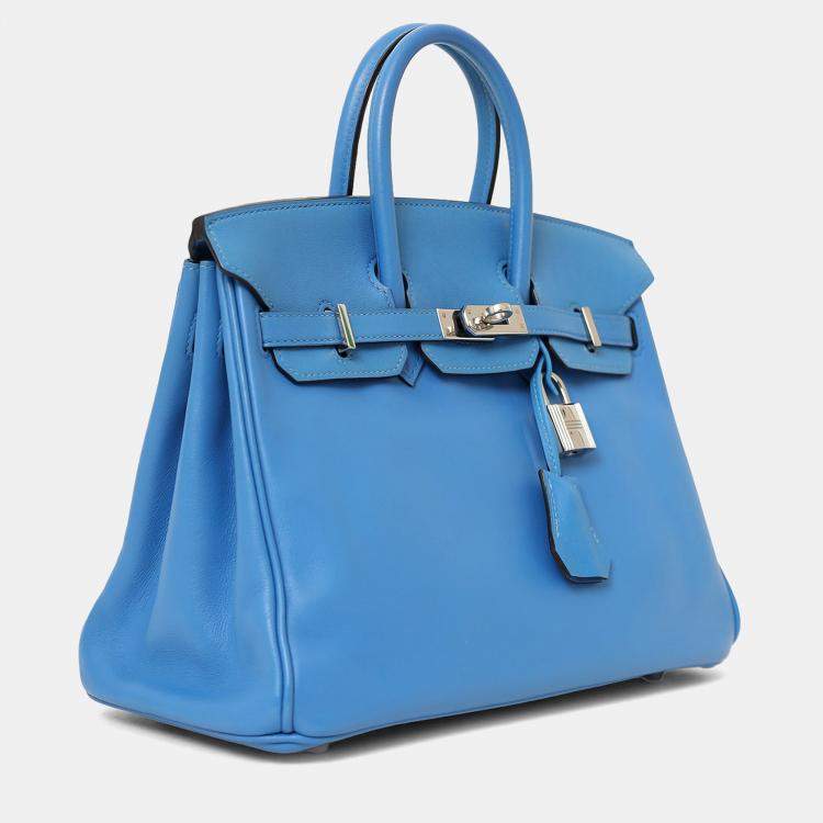 مملوكة مسبقًا Hermes 2015 Blue Swift Leather Birkin 25