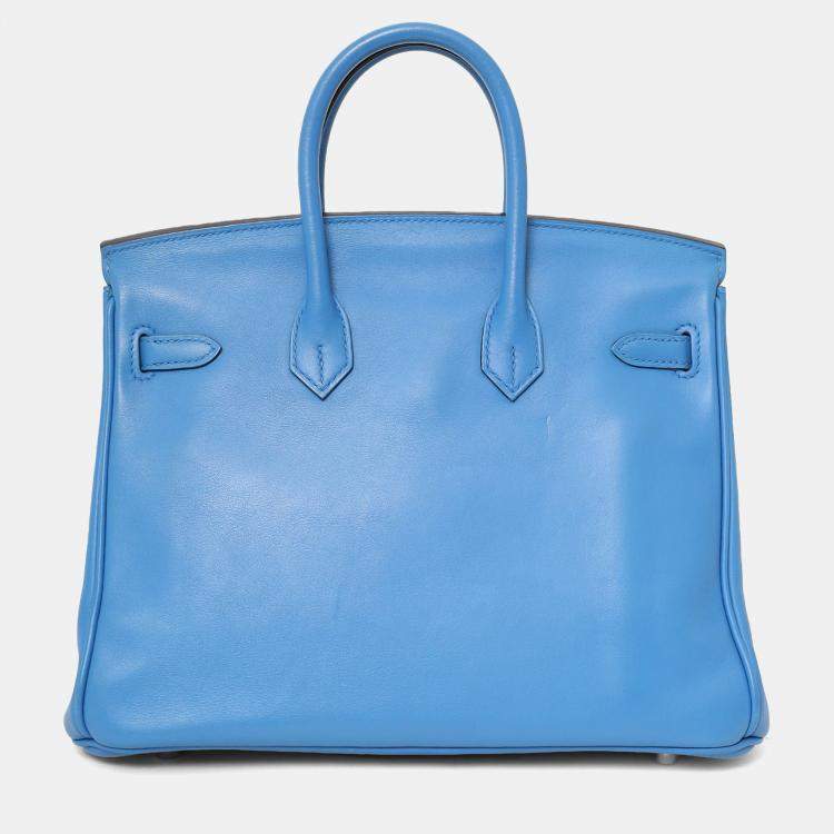 مملوكة مسبقًا Hermes 2015 Blue Swift Leather Birkin 25