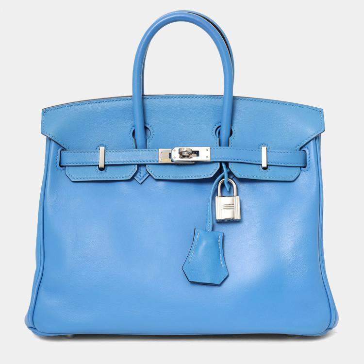مملوكة مسبقًا Hermes 2015 Blue Swift Leather Birkin 25