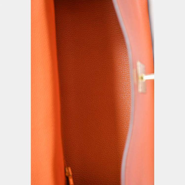 Pre Owned Hermes 2015 Orange Togo Leather Kelly 28 with Strap